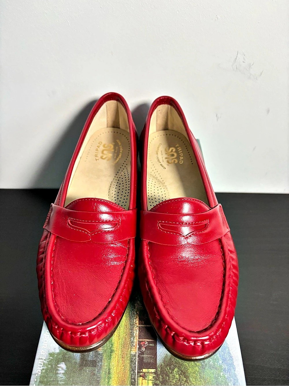 SAS Wink Red Leather Loafers US 7.5 M Women - New